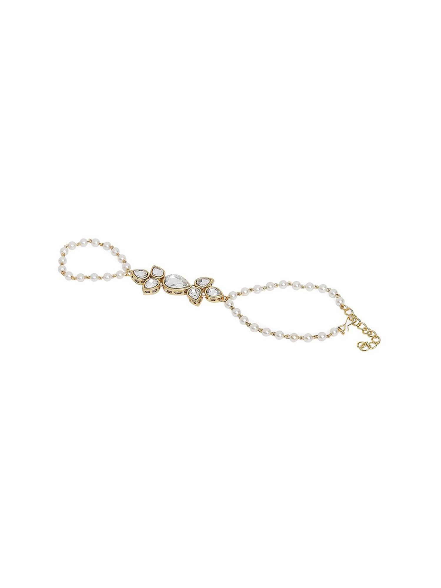 Oomph Gold Tone Kundan Floral Ethnic Hand Harness