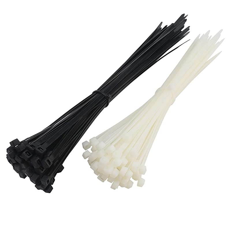Zip Ties Assorted Size 400pcs White and Black Cable Zip Ties Heavy Duty Zip Ties 4 +5+6+8+10and 12 SelfLocking Nylon Cable Ties Black Perfect for Home Garden Office Use