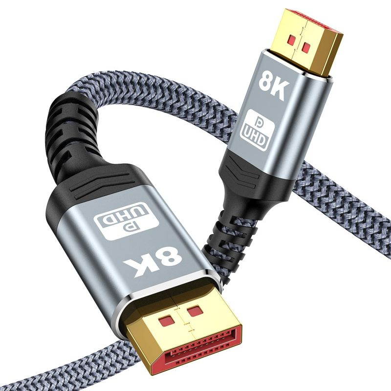 8k DisplayPort Cable 1.4 Capshi 3ft Nylon Braided DP Cable (8K@60Hz4K@144Hz 1080P@240Hz) Ultra High Speed DisplayPort to DisplayPort Cable 32.4Gbps and HBR3 for PC Laptop HDTV-Grey