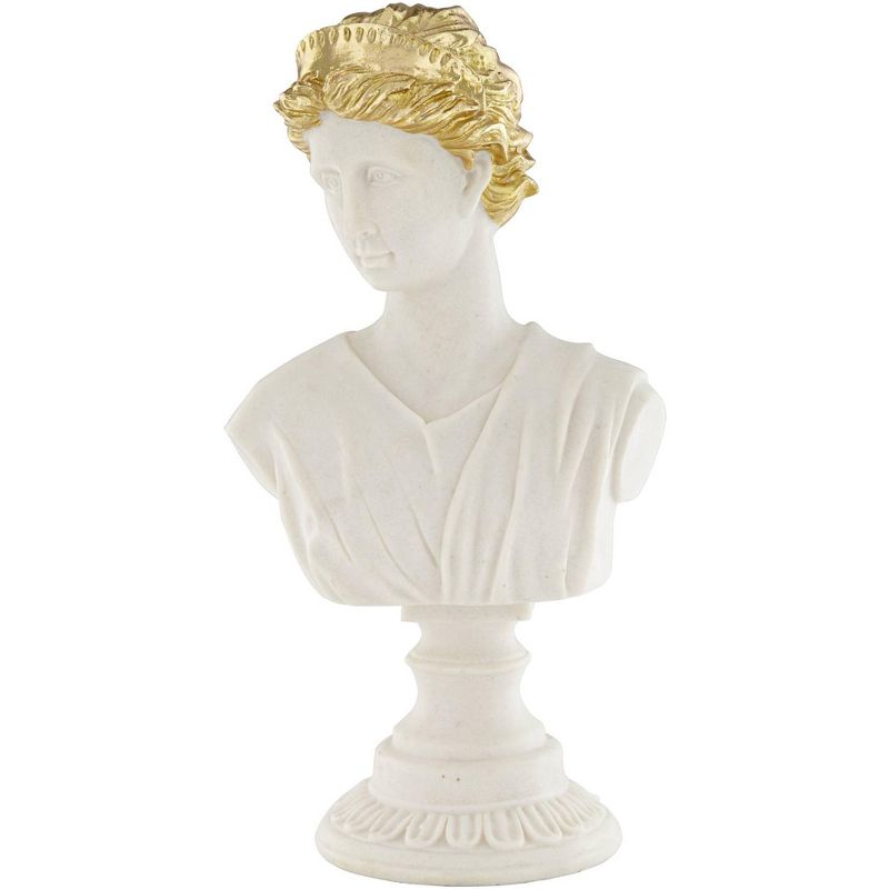 Dahlia Studios Matte White 16 1/2" High Women Bust Sculpture with Gold Hair