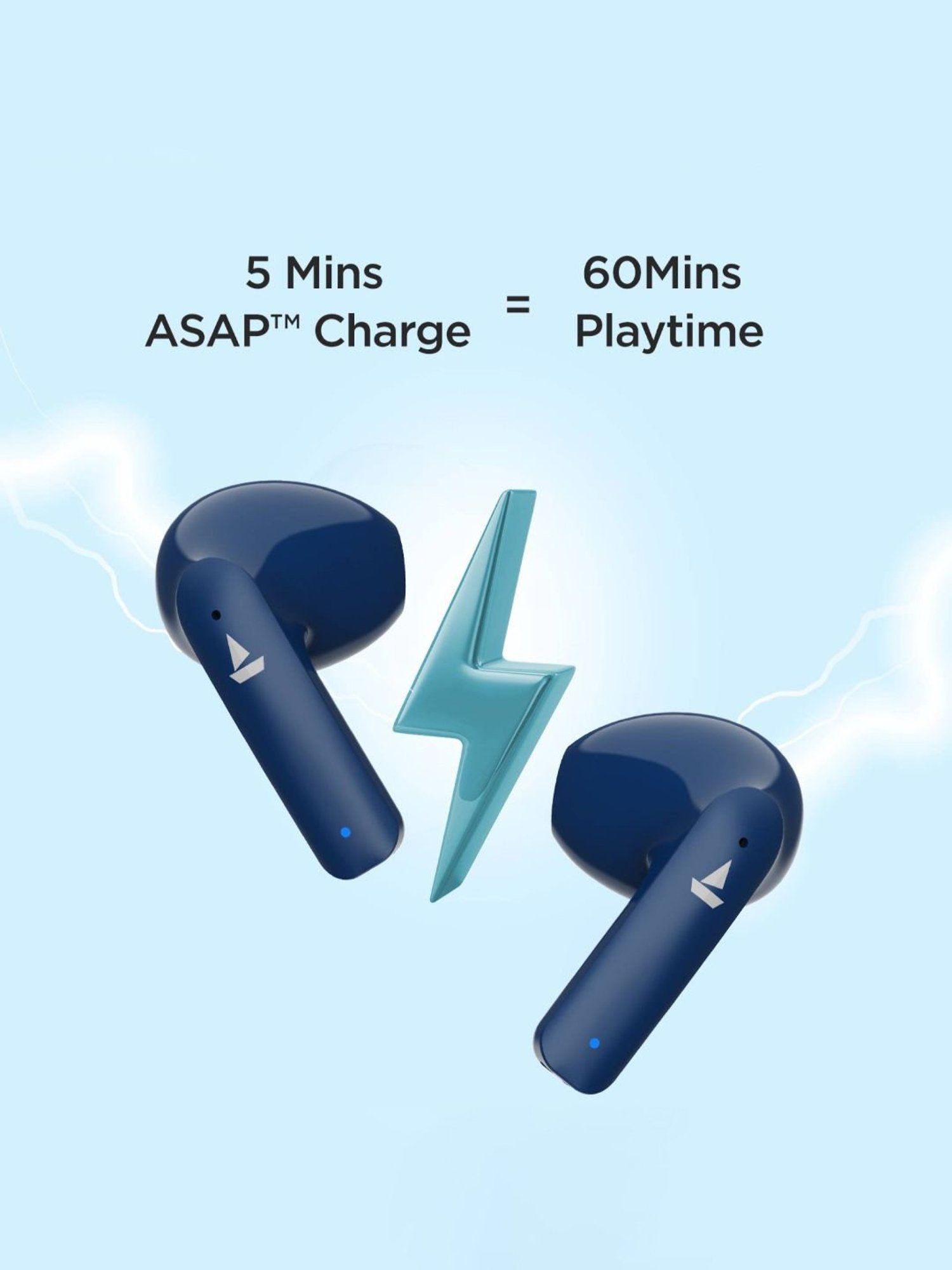 Boat Airdopes 100 In Ear BT Earbuds with Quad Mics ENx Technology (Sapphire Blue, True Wireless)