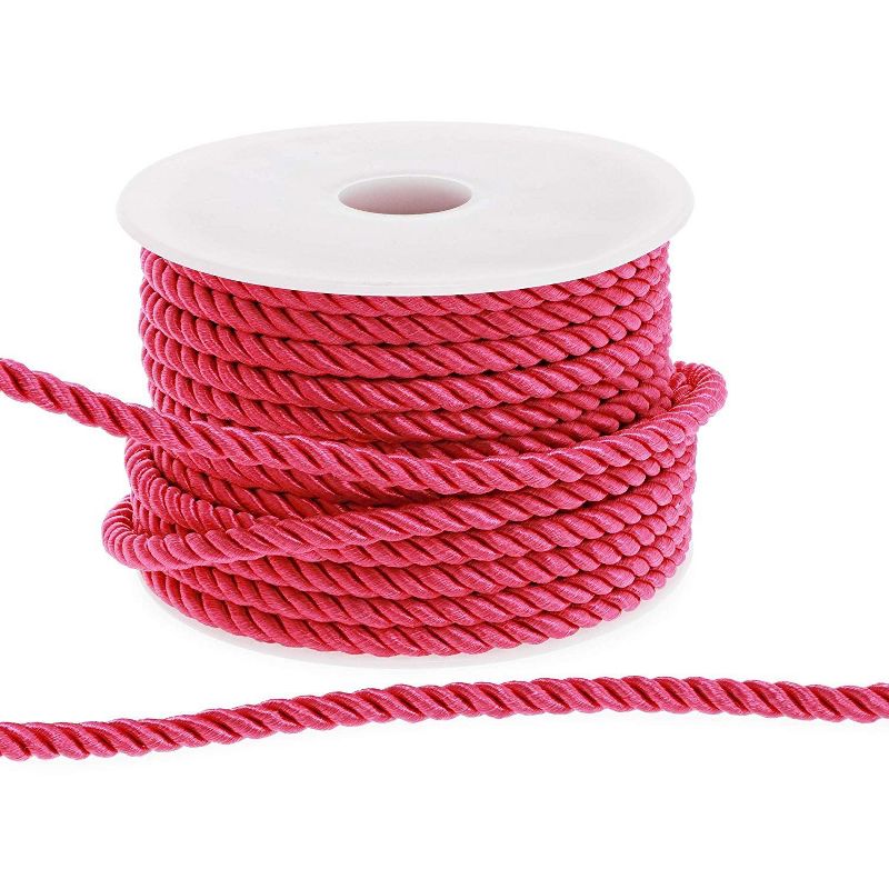 2x Twisted Nylon Rope Rayon Cord Trim Rope DIY Crafts, 0.2 inch x 18 Yards, Pink