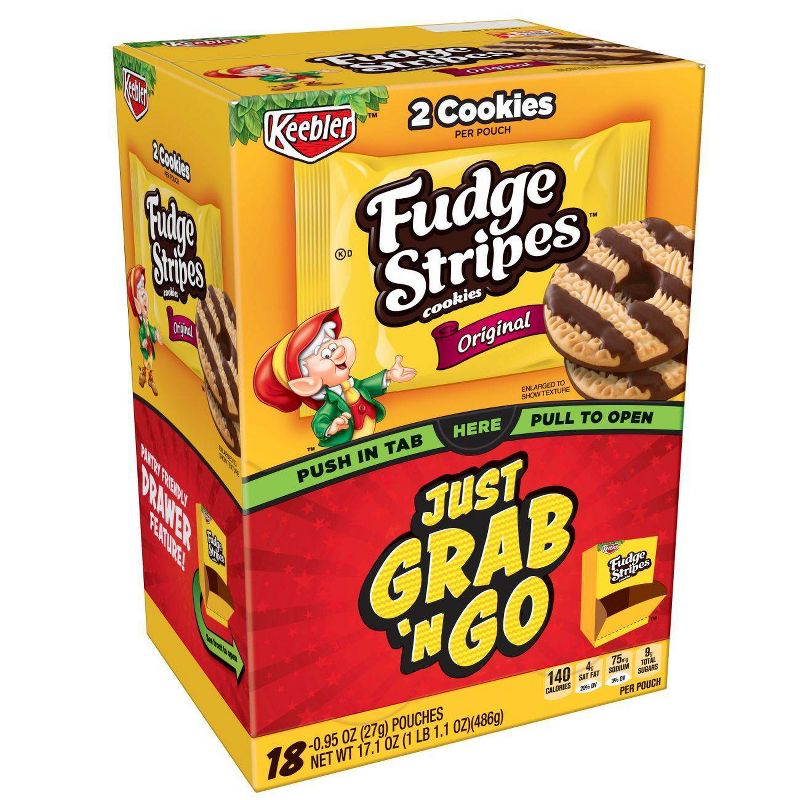Keebler Fudge Stripes Original Just Grab n' Go Cookies - 18ct