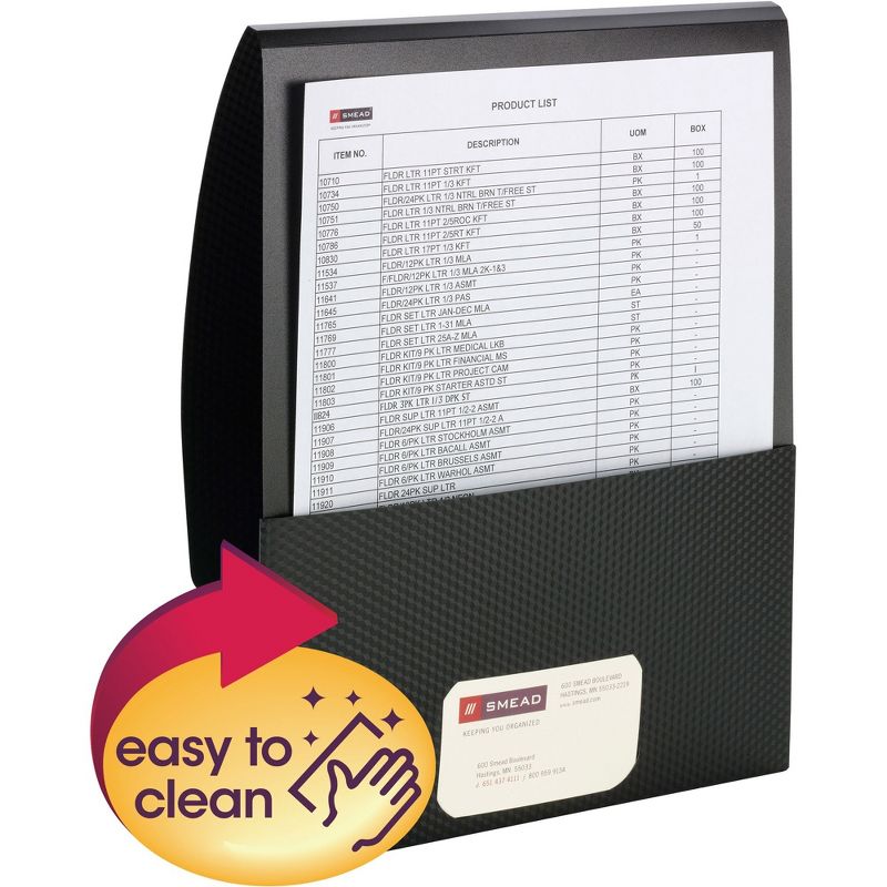 Smead Organized Up Poly Stackit Folders Letter 1" Capacity Black 5/Pack 87805