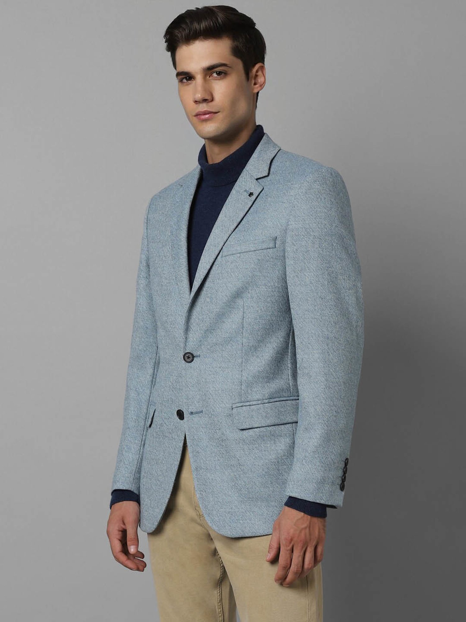 Louis Philippe Light Blue Regular Fit Blazer