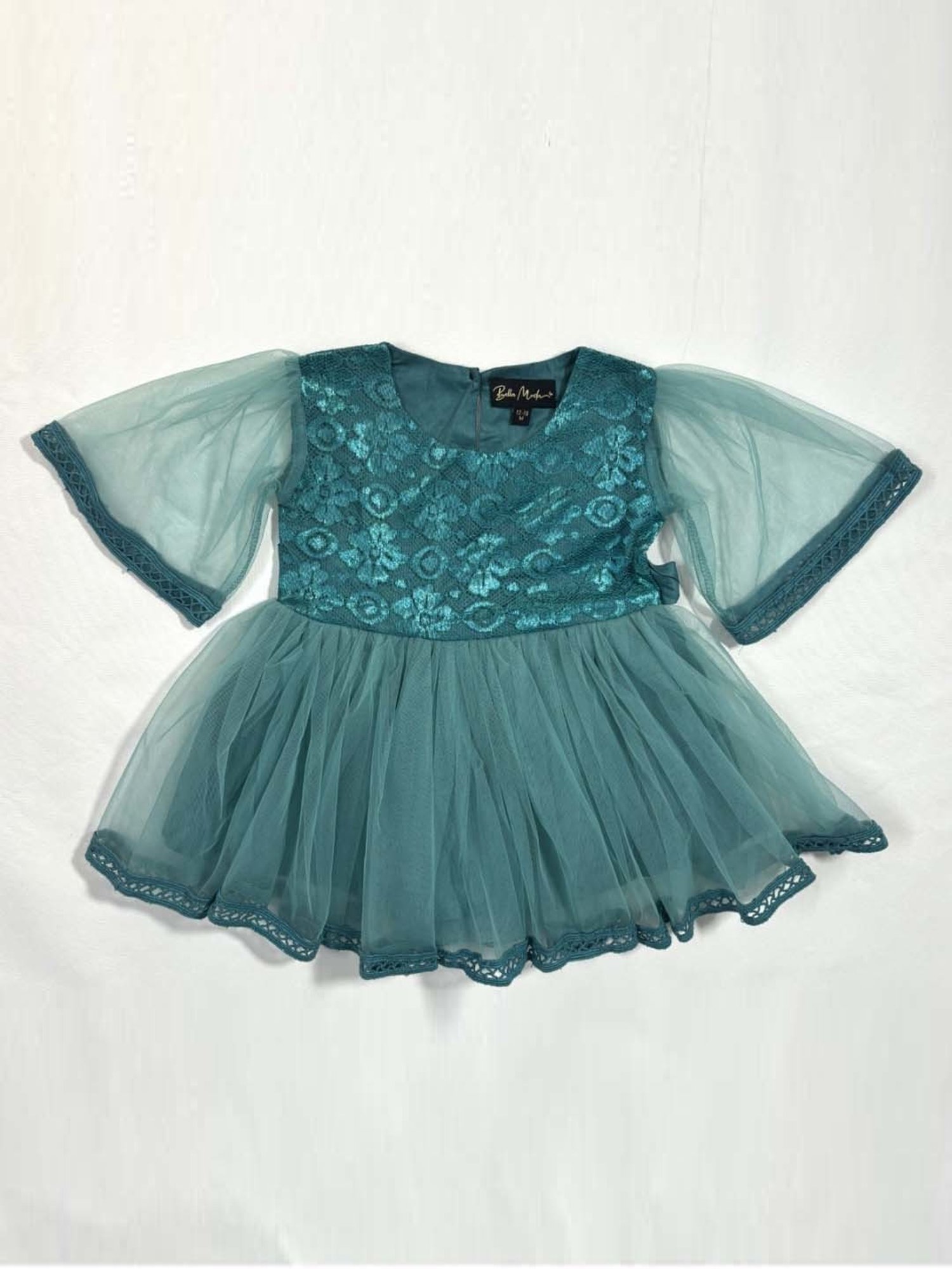 Bella Moda Kids Blue Embroidered Dress