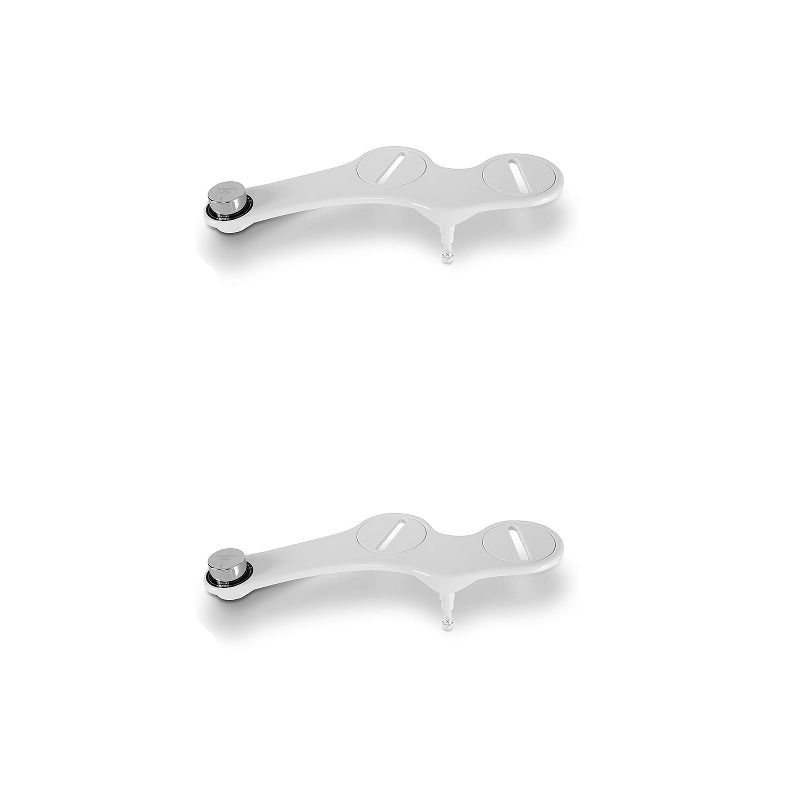 SereneLife SLTLSP05 Non Electric Home Bathroom Toilet Bidet Cold Water Sprayer Attachment with Rotary Control Pressure Knob, White (2 Pack)
