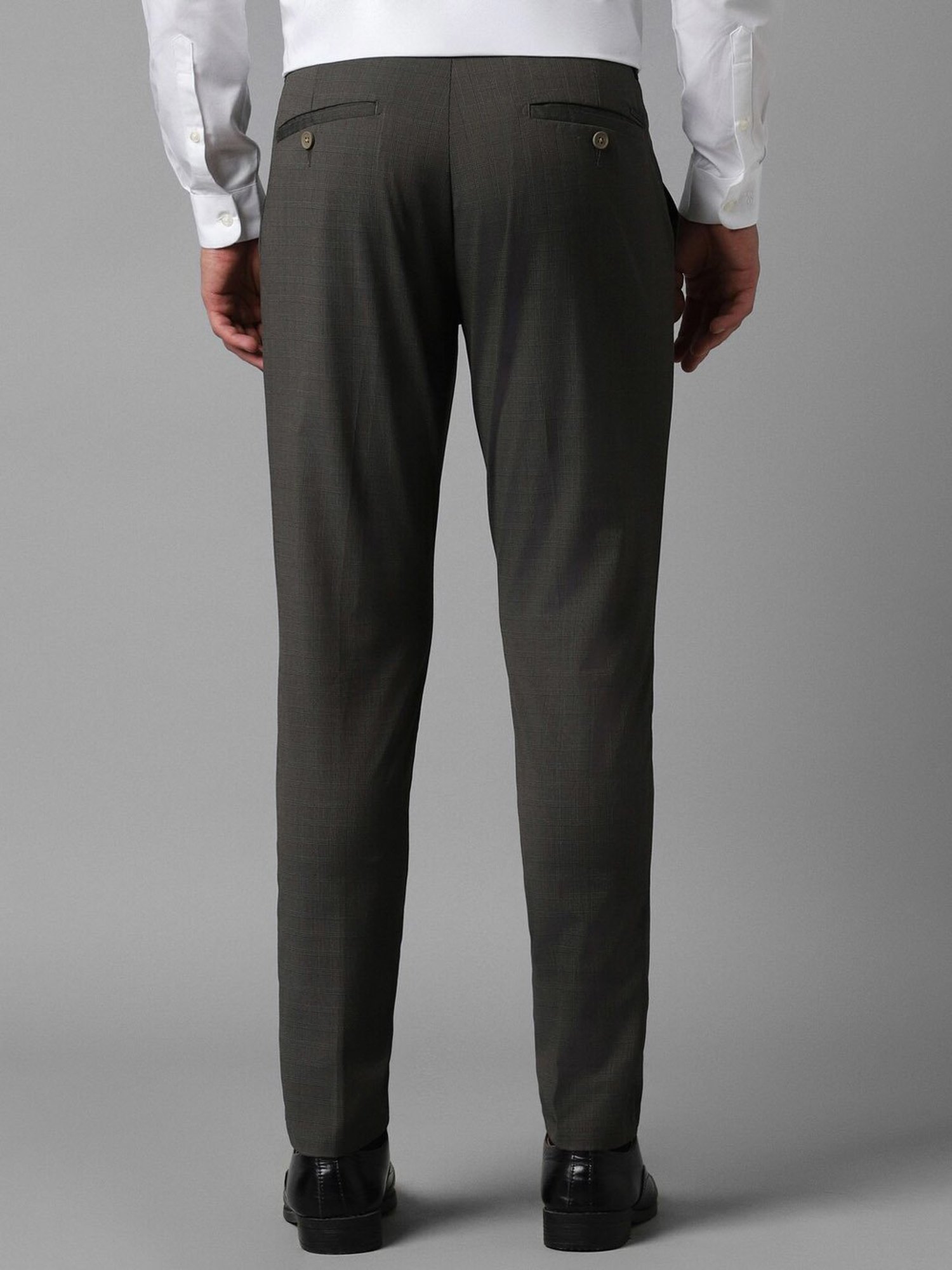 Louis Philippe Sport Grey Slim Fit Checks Trousers
