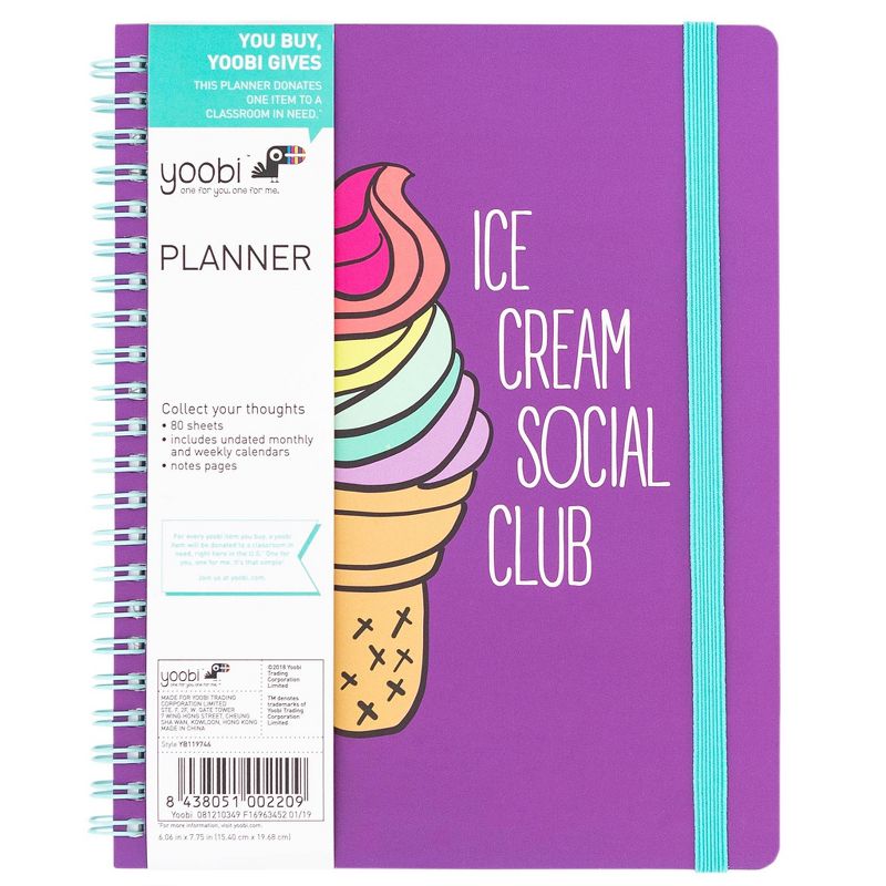 Undated Planner 7.75"x 6" Ice Cream Purple - Yoobi™