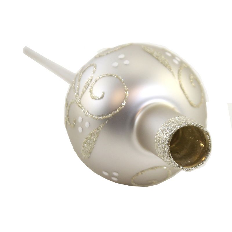 Inge Glas 11.5" Winter Berries Silver  Finial Tree Topper Christmas  -  Tree Toppers