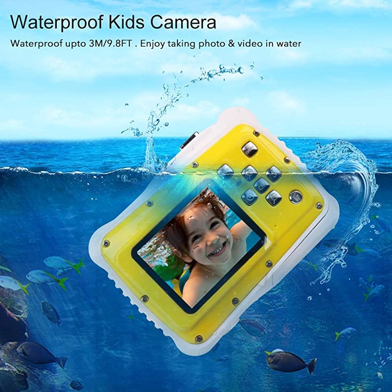 Waterproof Mini Kid Camera High Definition 12MP HD 3M Underwater Swimming Digital Camera Camcorder 20 Inch LCD Display Yellow