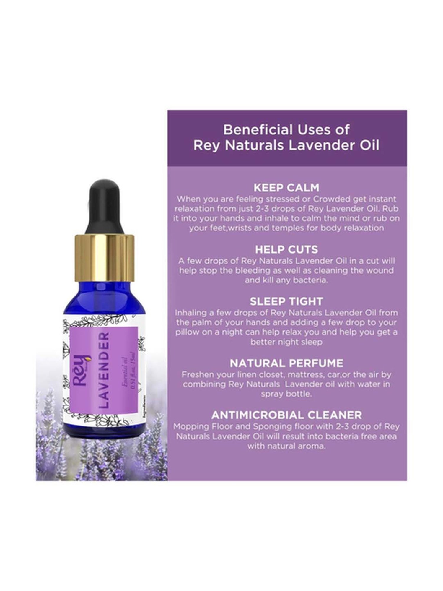 Rey Naturals Lavender Essential Oil - 15 ml
