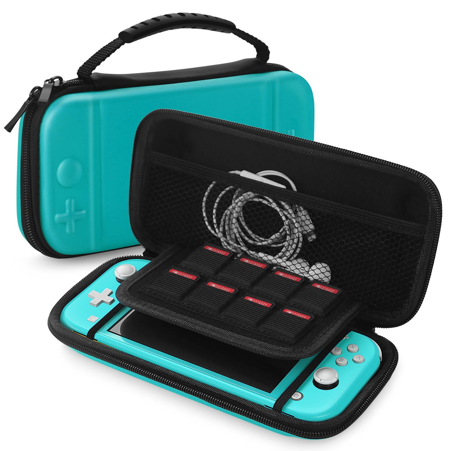 Nintendo Switch Lite Travel Case Portable Travel Carry Hard Shell EVA Material Pouch Deluxe Cover w/ Strap Handle for Switch Lite Console, 8 Game Card Holder, Joystick Pressure Relief (Blue)