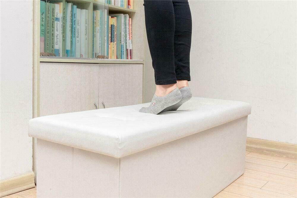 43" L PU Shoe Storage Bench Shelf Soft Seat Stool Organizer Entryway Ottoman