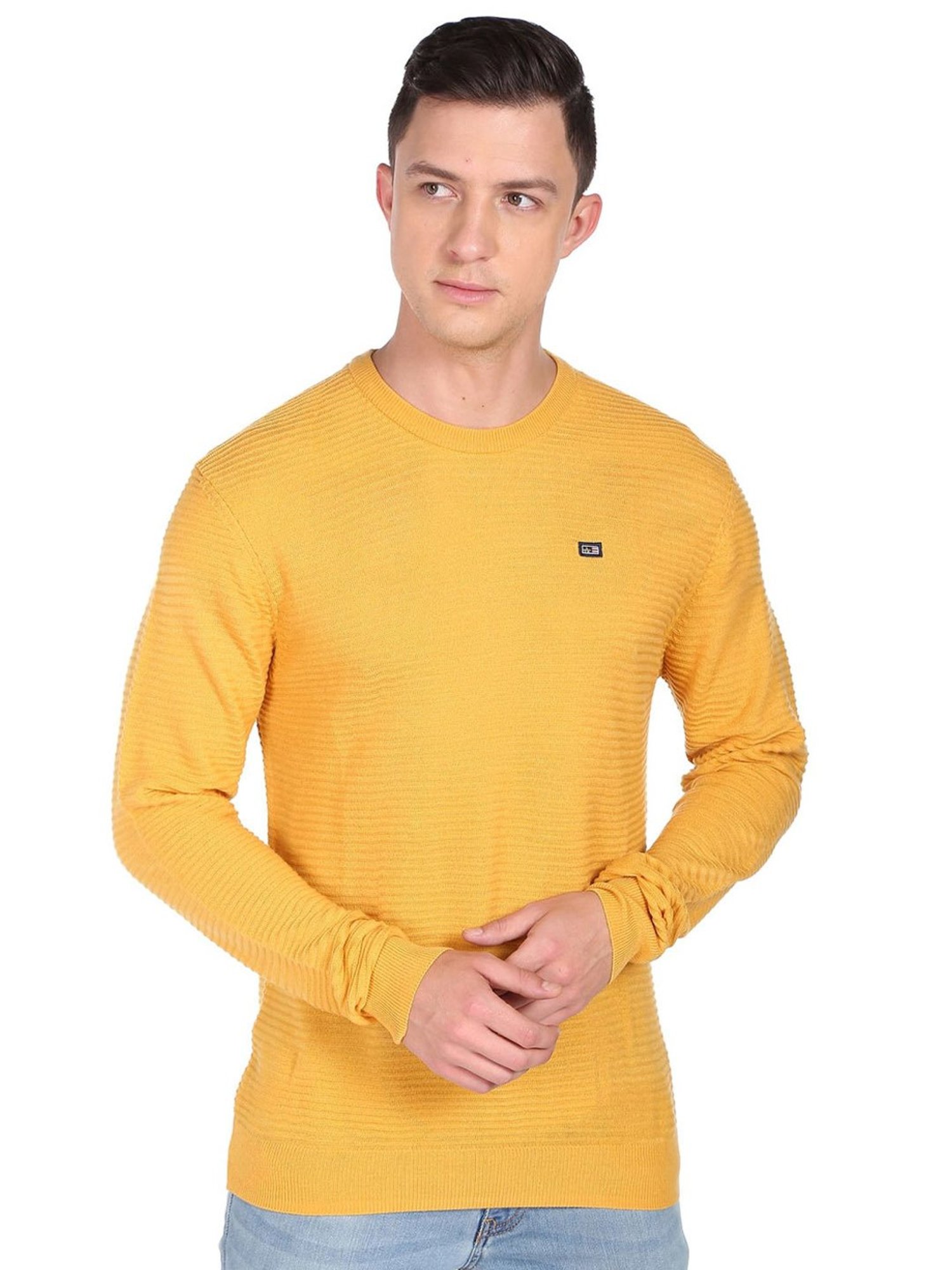 Arrow Sport Yellow Regular Fit Sweaters