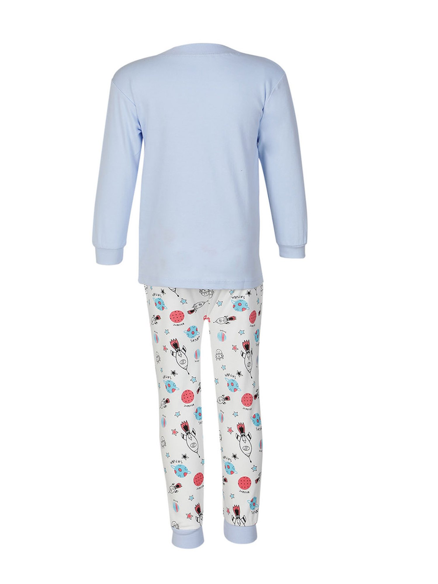 Passion Petals Boys Blue & White Printed T-Shirt with Pajamas