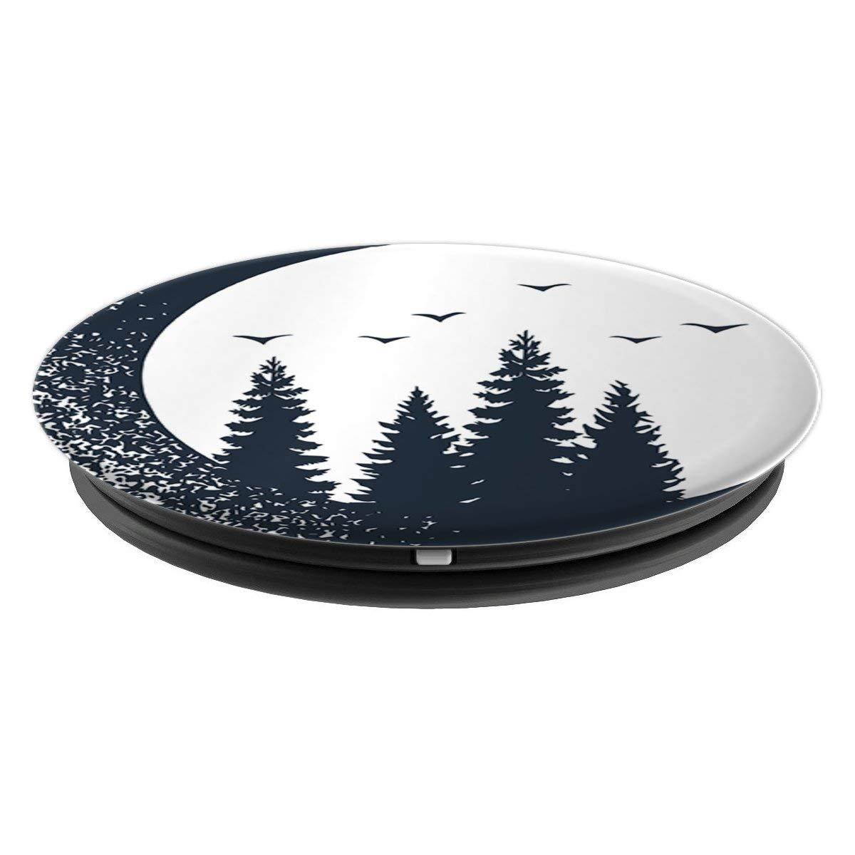 Moon Sliver And Pine Tree Forest - Detailed Graphic Design