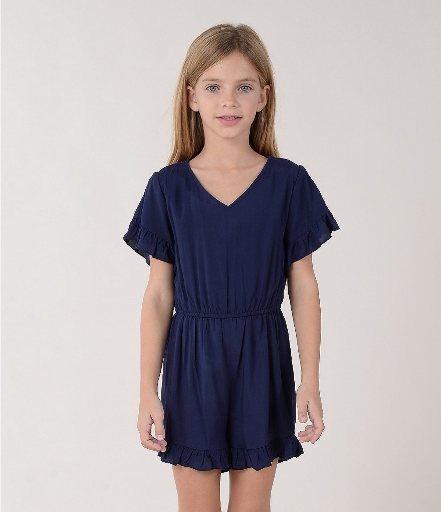 Mini Molly Big Girls 8-14 Short-Sleeve Ruffled Romper