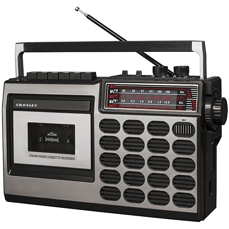 CT100BSI Retro Portable Cassette Player with Bluetooth AMFM Radio and Builtin Microphone Silver