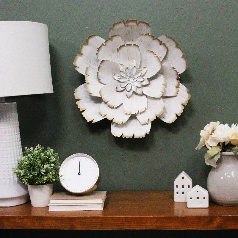 19.29" Metal Flower White - Stratton Home Décor