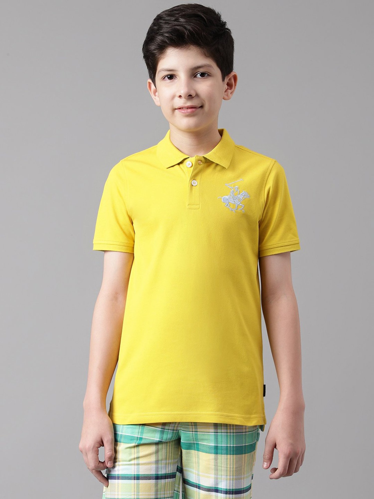 Beverly Hills Polo Club Kids Yellow Solid Polo T-Shirt