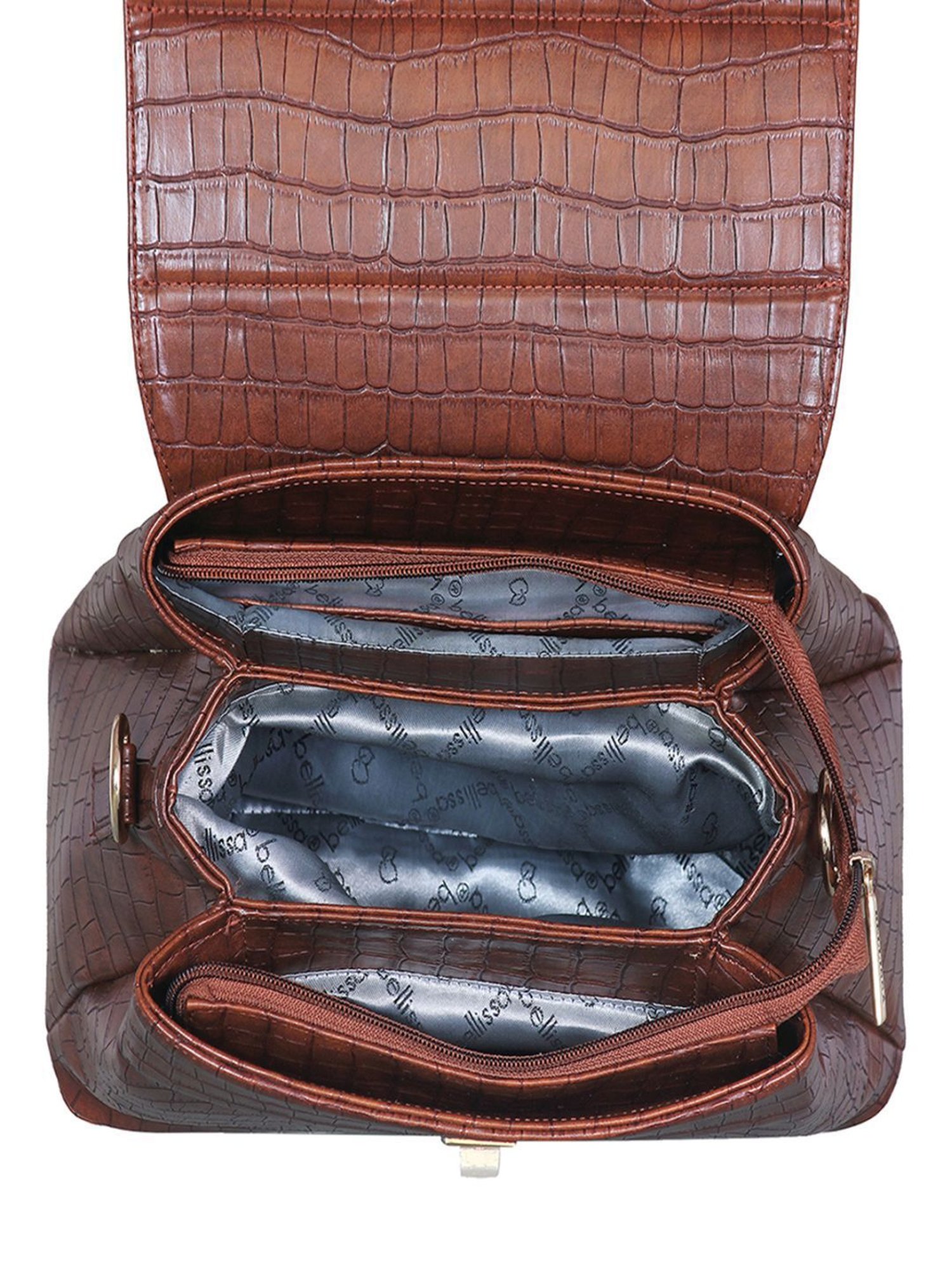 Bellissa Brown Textured Medium Premium Satchel Handbag