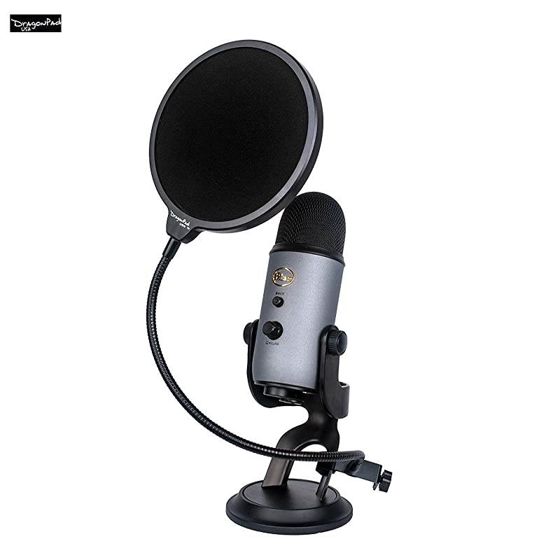 USA 6 Microphone Studio Pop Filter with Clamp Black