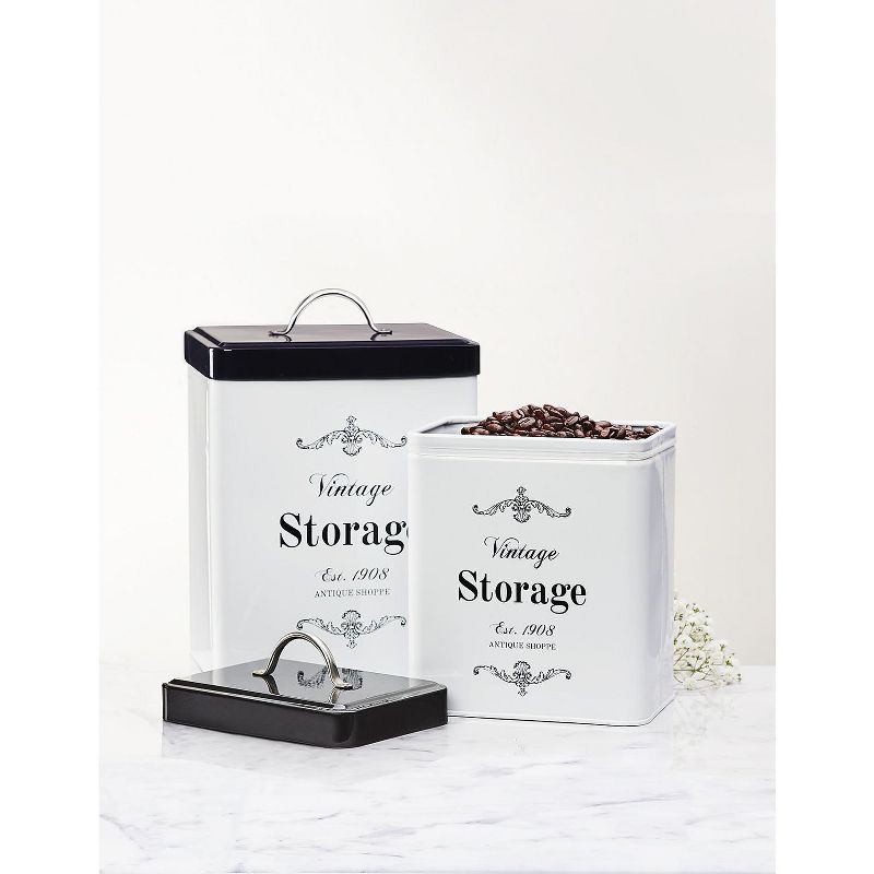 Amici Home Antique Shoppe Metal Storage Canisters, Assorted Set of 2 Sizes