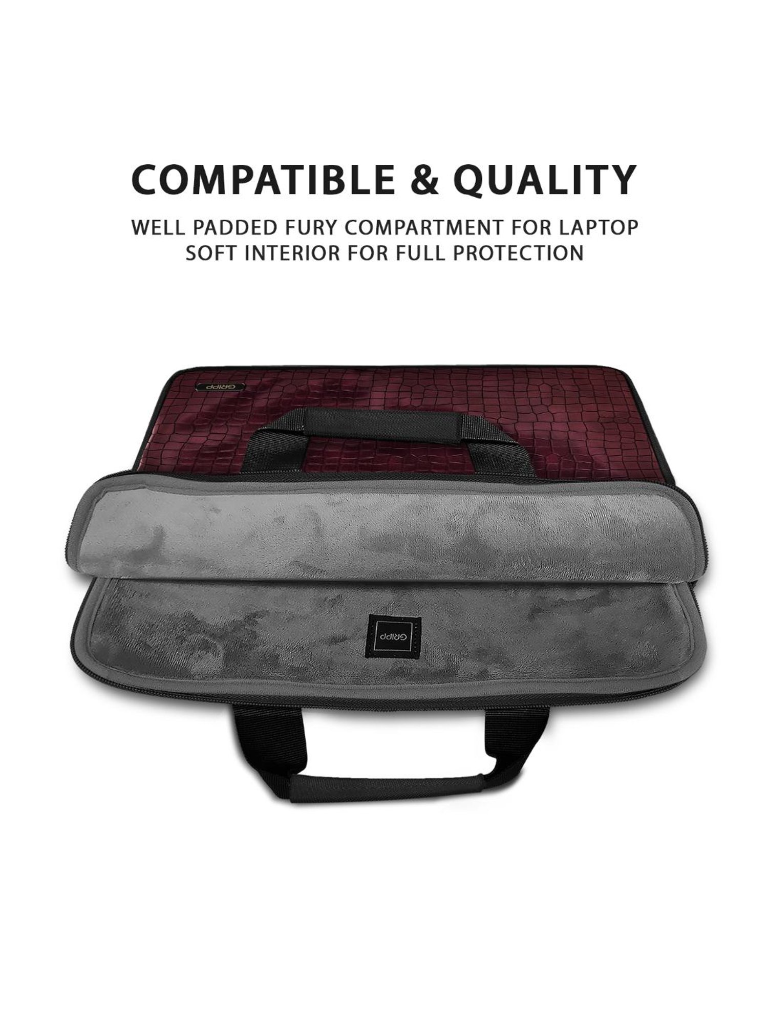 Gripp Croc Compact Fleet Executive Business Laptop & Tablet Bag For Macbook 13.3 & 14 (Burgundy)