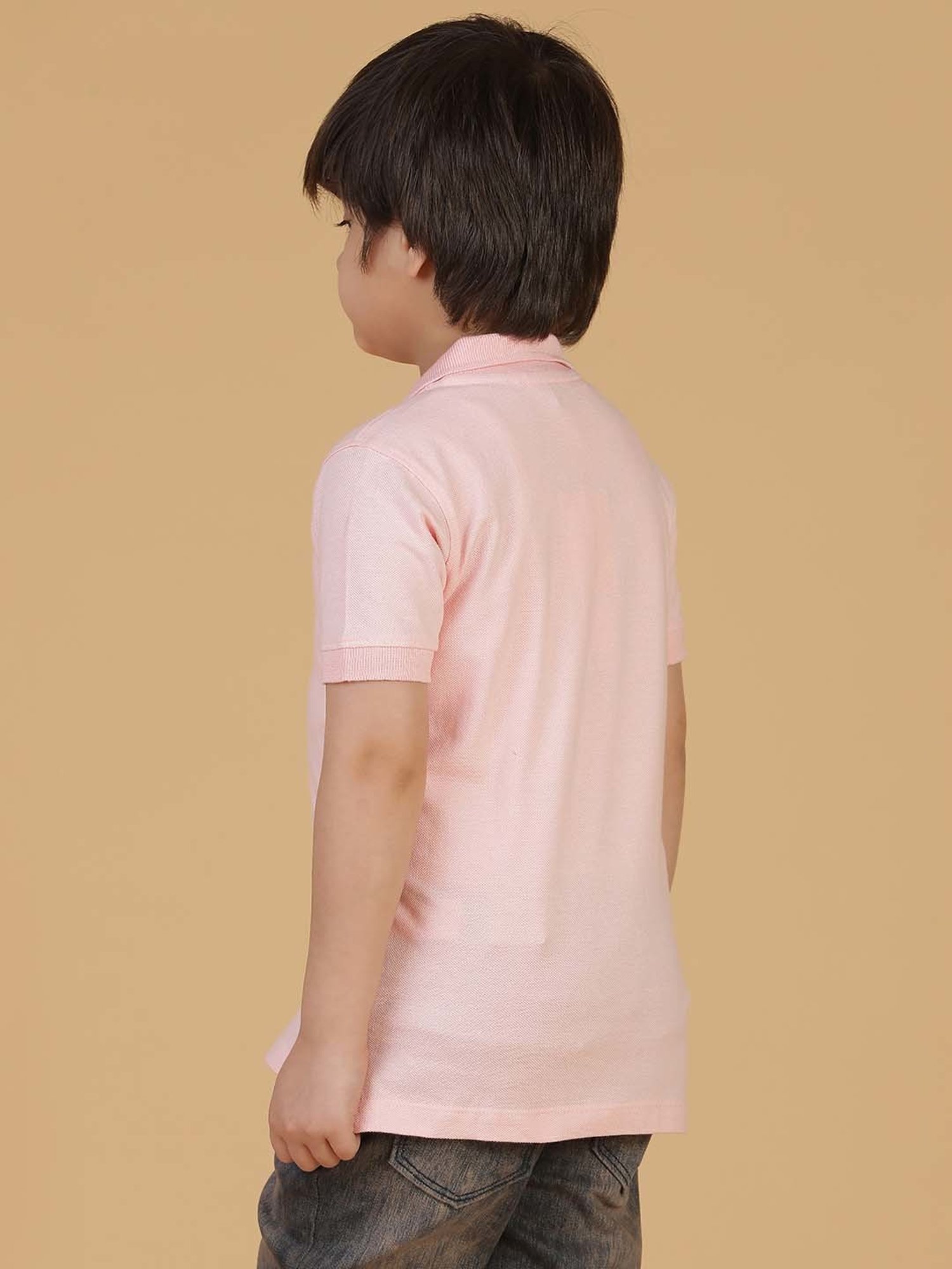 Tales & Stories Kids Pink Cotton Regular Fit Polo T-Shirt