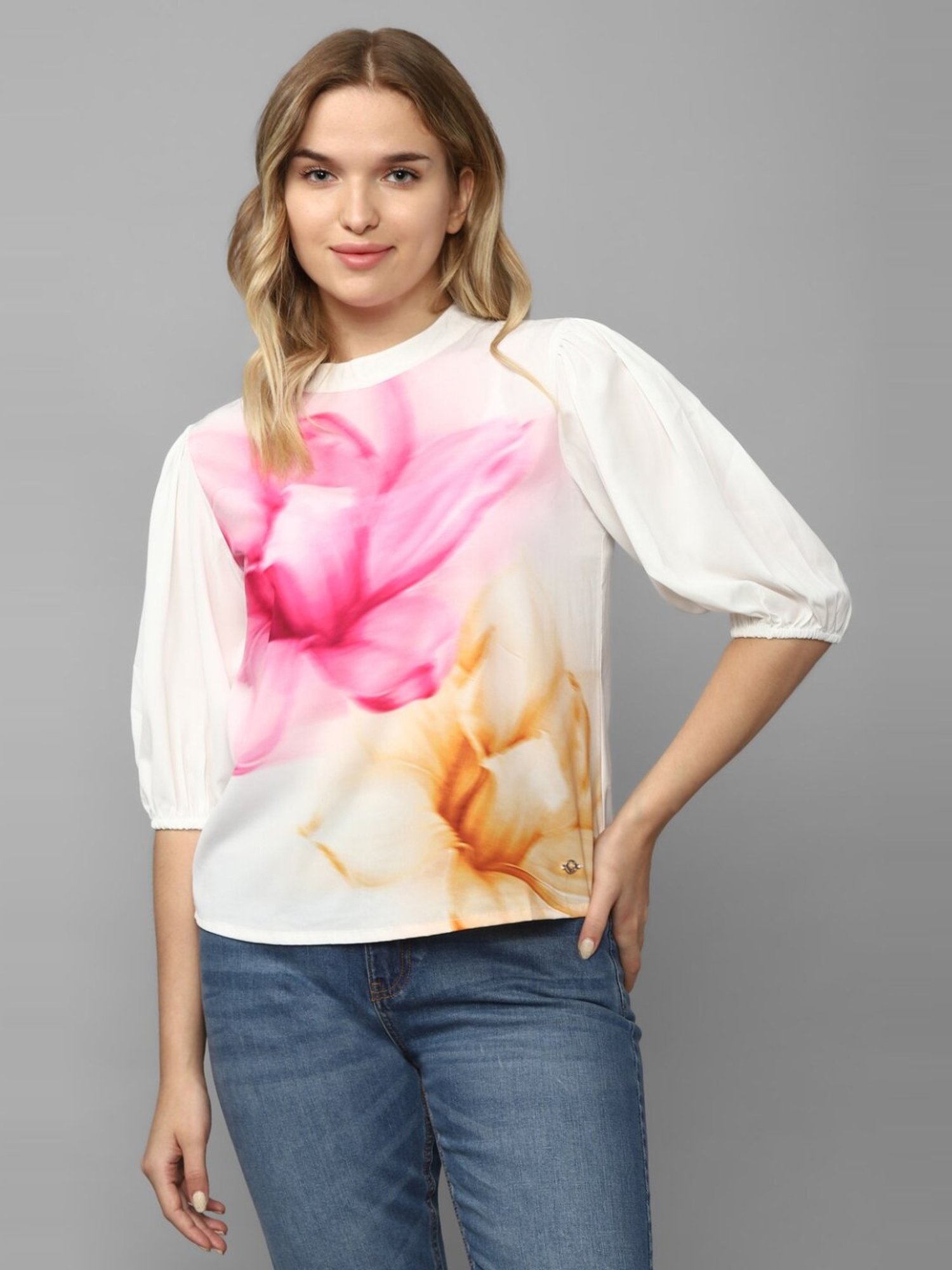 Allen Solly White Floral Print Top