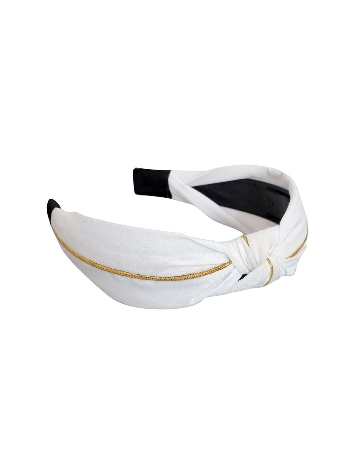 OOMPH White & Gold Satin Silk Knotted Hair Band