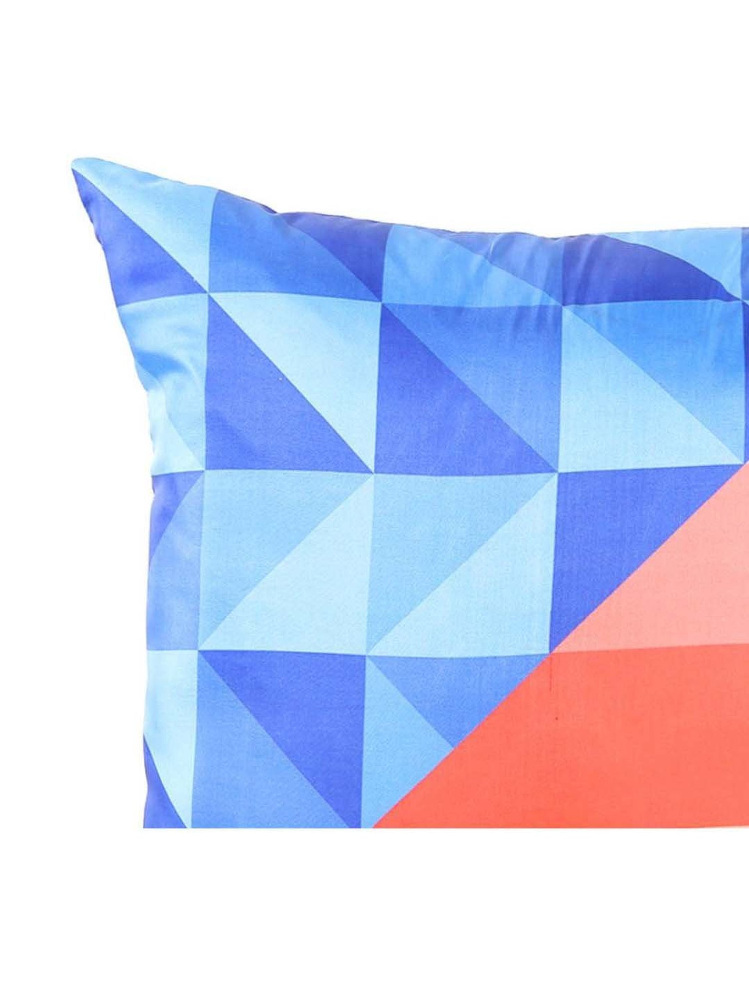 Home4U Blue & Orange Silk Large Cushion Cover - Set of 1