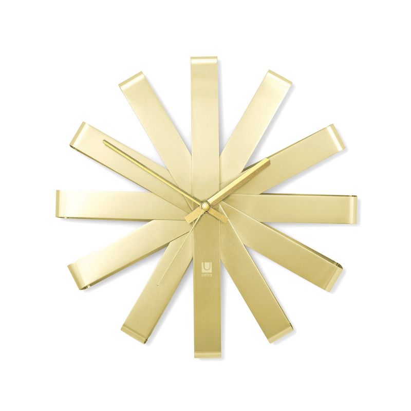 12" Ribbon Wall Clock Brass - Umbra