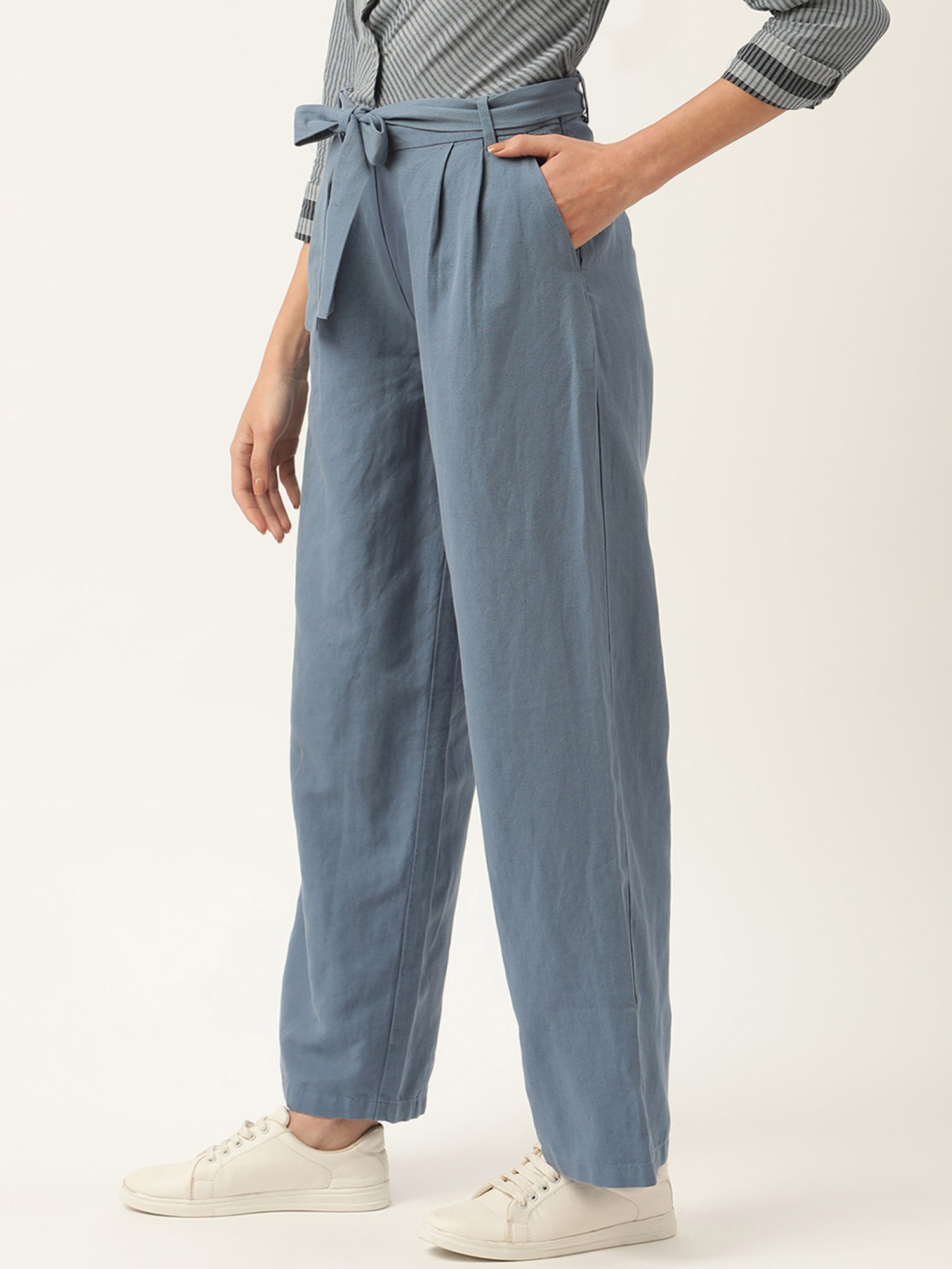Rooted Blue Drawstring Palazzos