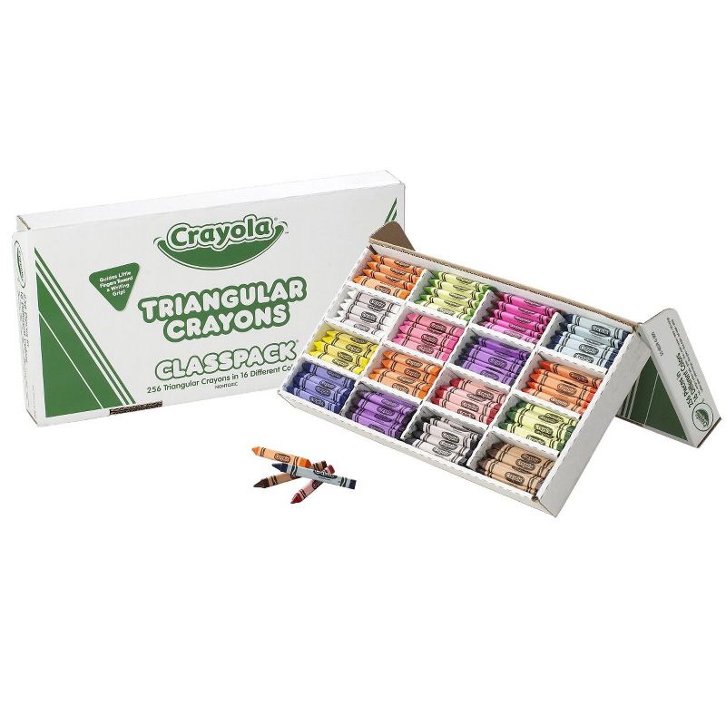 Crayola Anti-Roll Triangular Crayon Classpack, Assorted Colors, set of 256