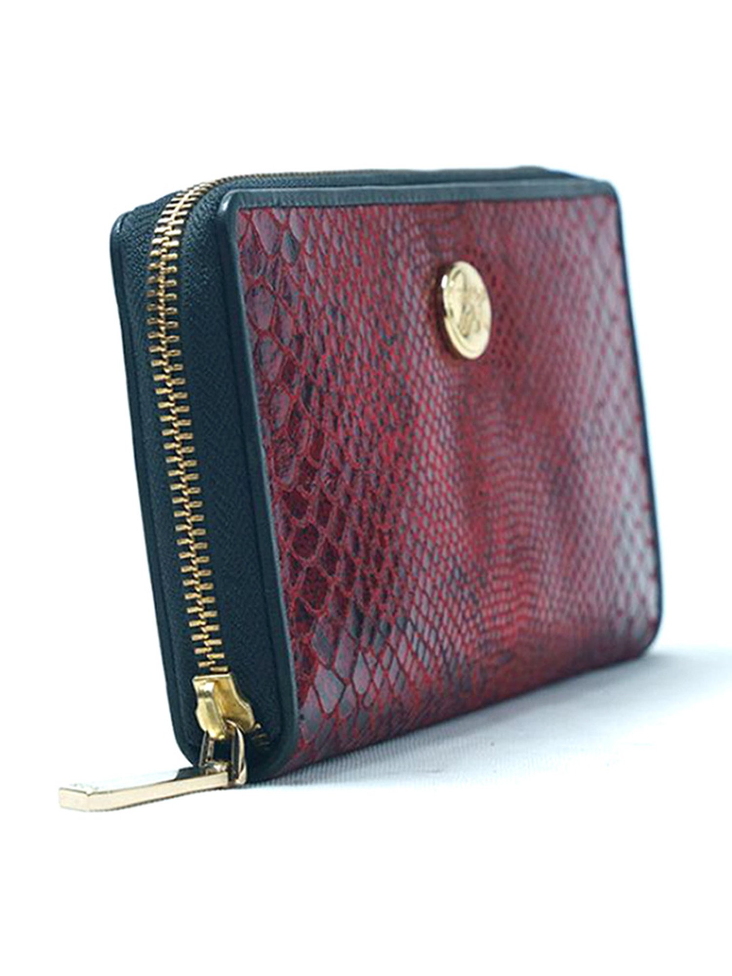 RI2K London Red Leather Textured Zip around Wallet