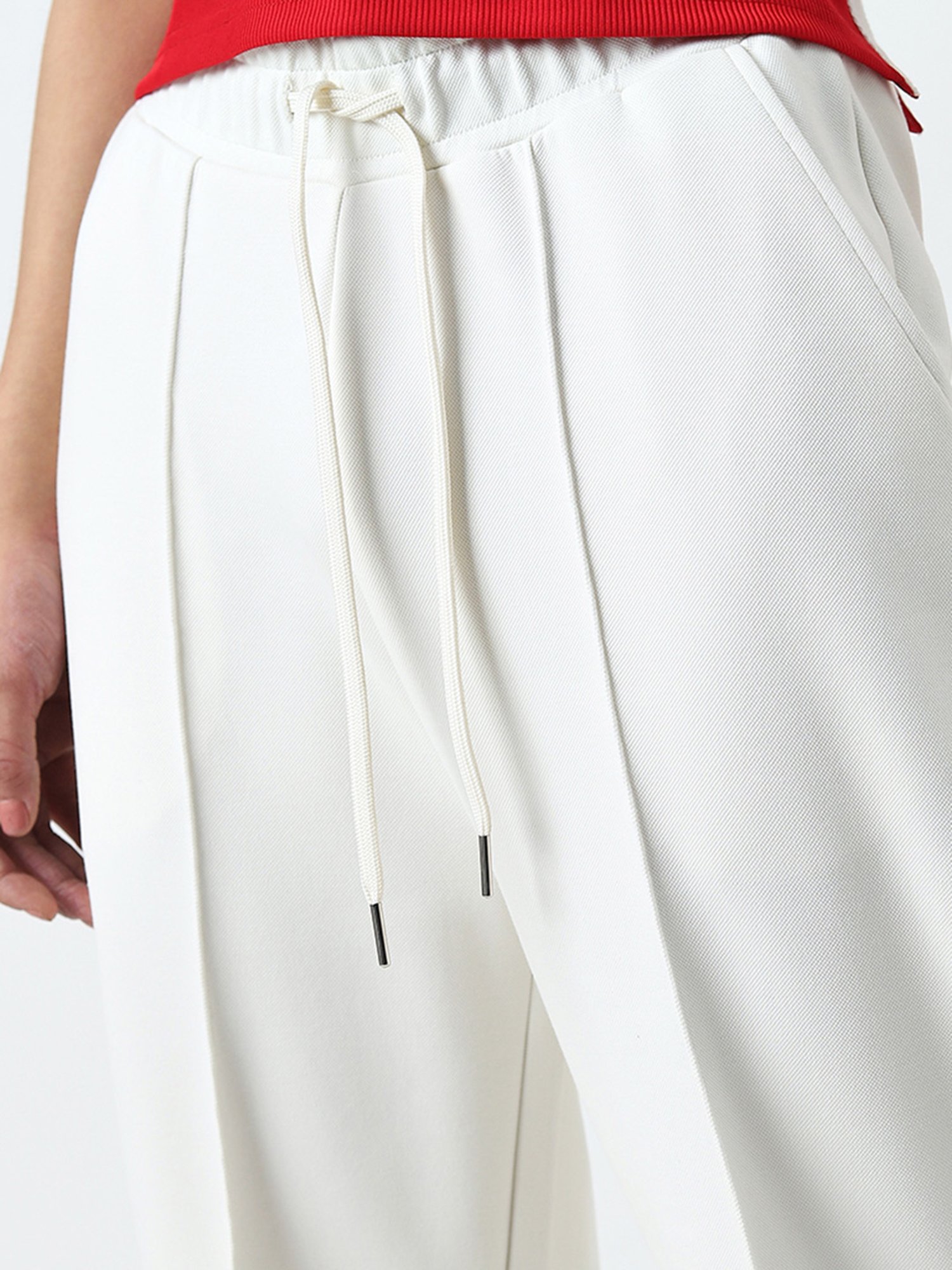 Studiofit by Westside White Solid High-Rise Track Pants