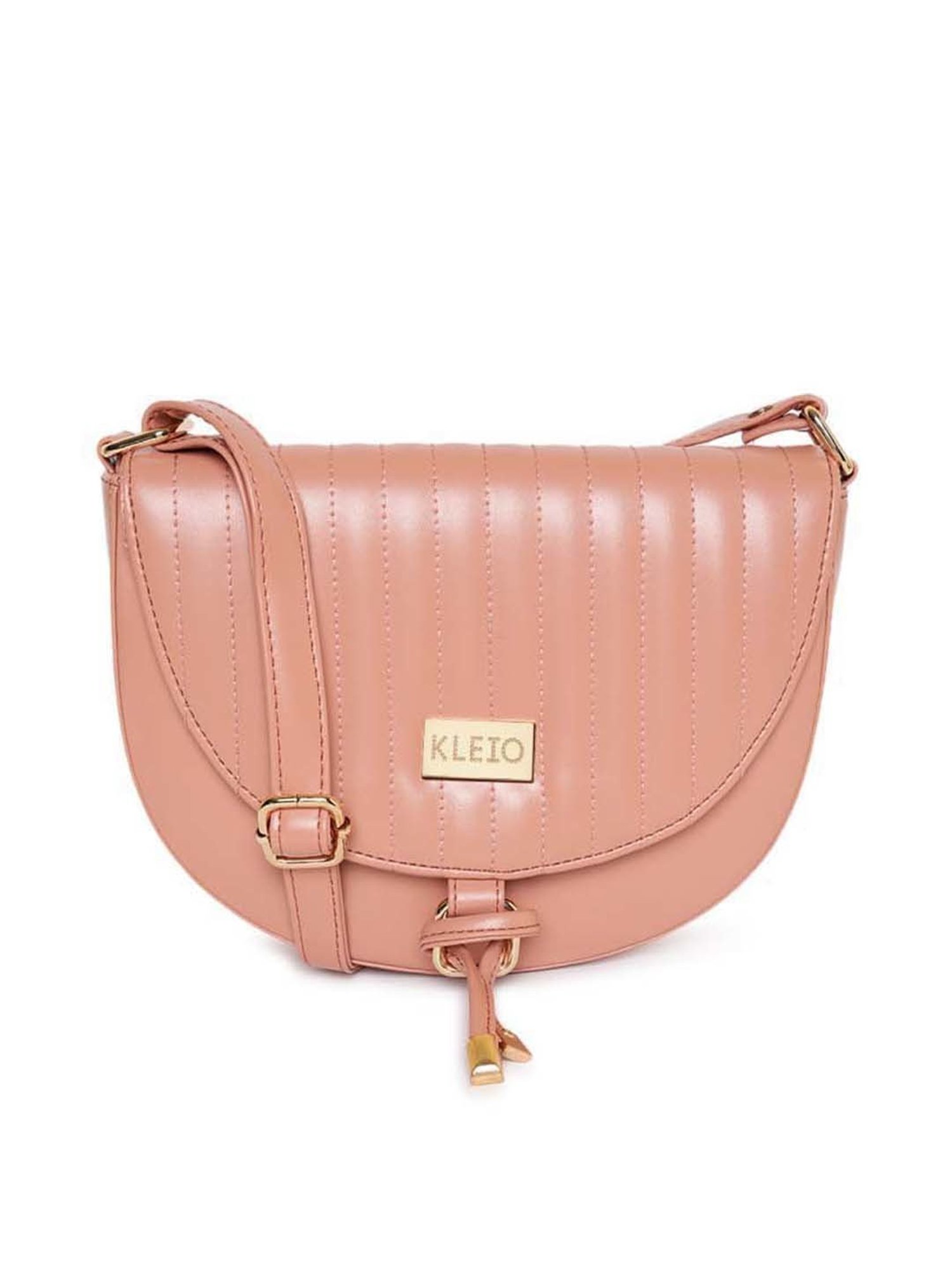 KLEIO Pink Quilted Medium Sling Handbag