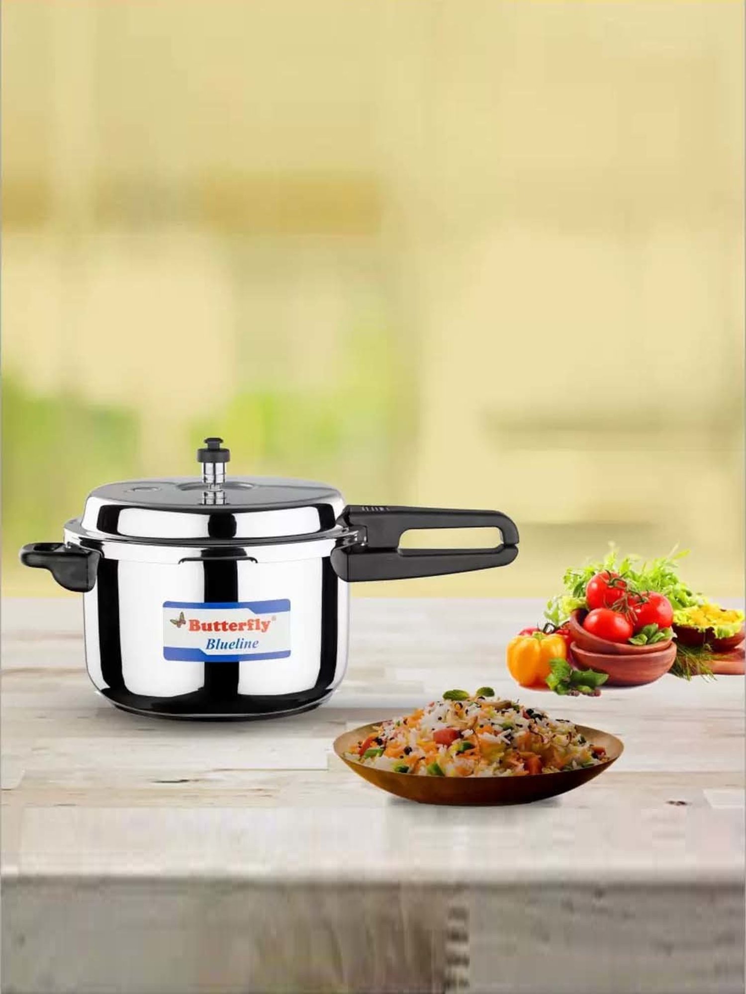 Butterfly Black Stainless Steel Induction Blueline Pressure Cooker (7.5 L)