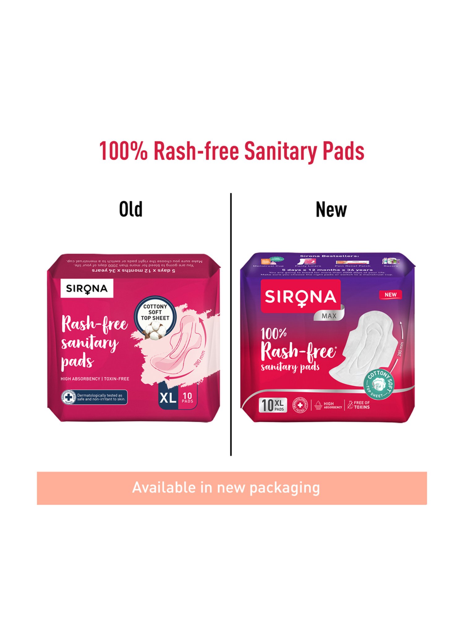 Sirona Cottony Soft Rash Free Sanitary Pads for Women Extra Large - Pack of 2