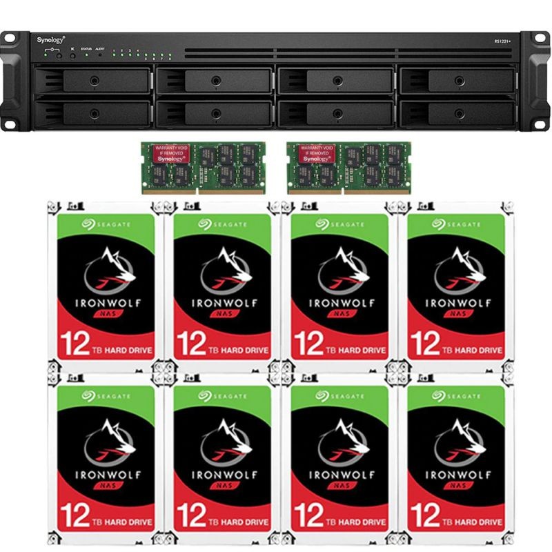 Synology RS1221+ RackStation with 32GB RAM and 96TB (8 x 12TB) of Seagate Ironwolf NAS Drives Fully Assembled and Tested By CustomTechSales