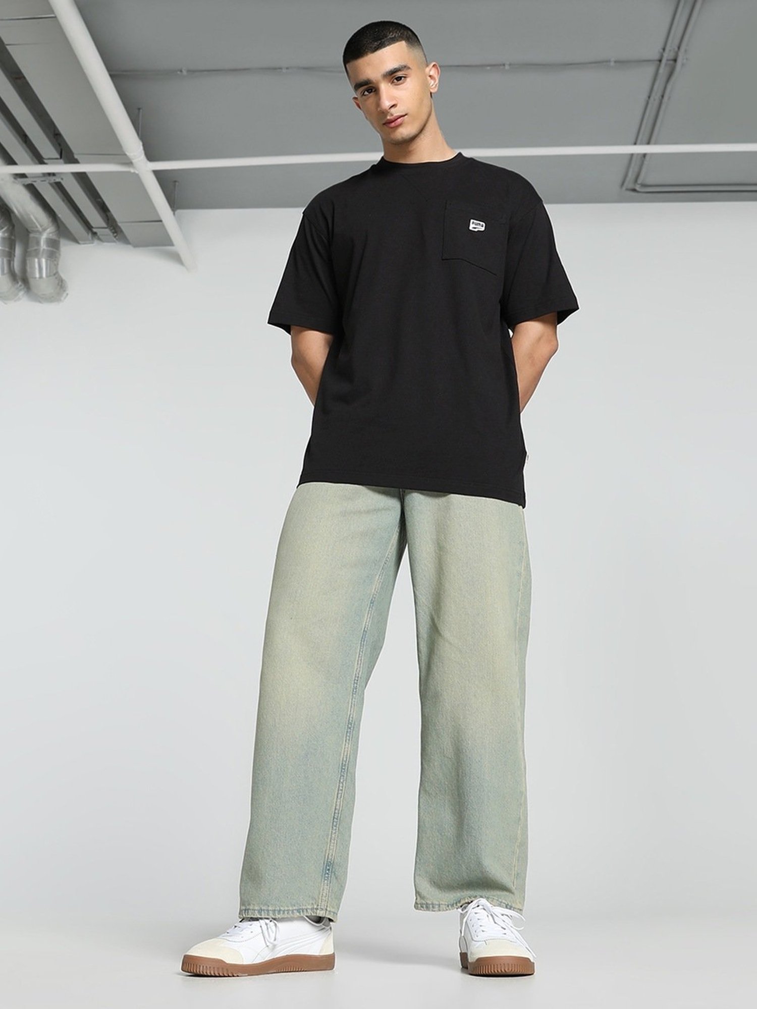 Puma Black Cotton Relaxed Fit Unisex T-Shirt