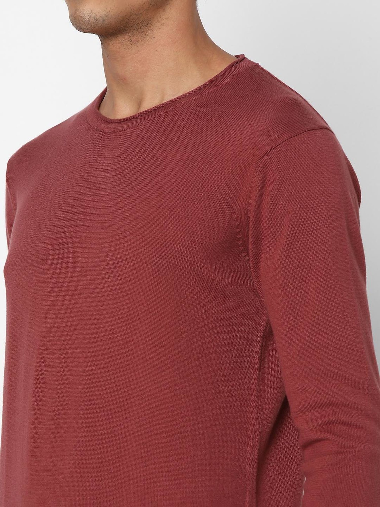 Spykar Dusty Red Regular Fit Sweater