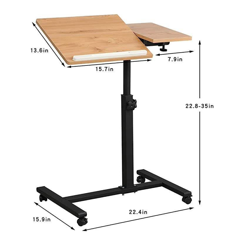 Laptop Table Lap Desk for Laptop Cart Tilting Overbed Bedside Table Overbed Desk Overbed Table with Wheels Adjustable Laptop Stand Sofa Side Table