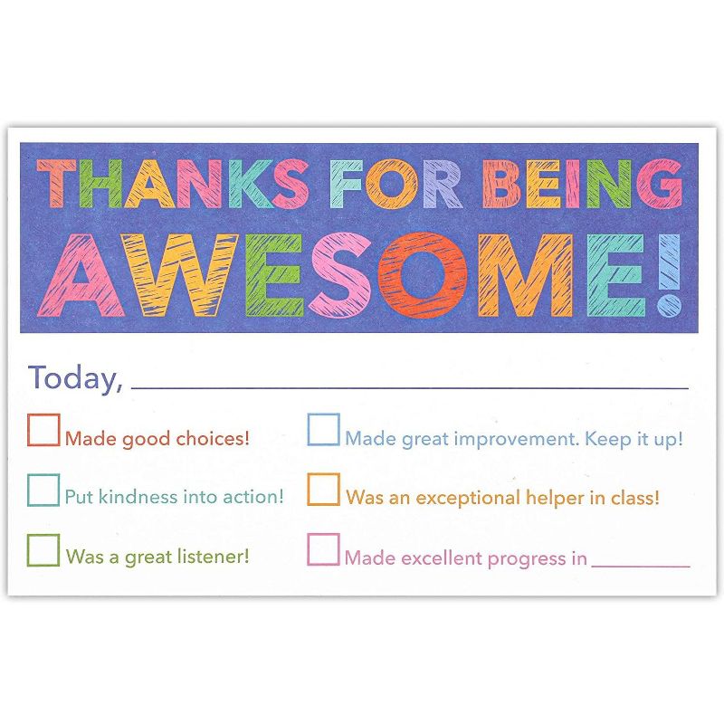 100-Pack Student Motivational Teachers Postcards, Thanks for Being Awesome to Brighten Kids, 4x6