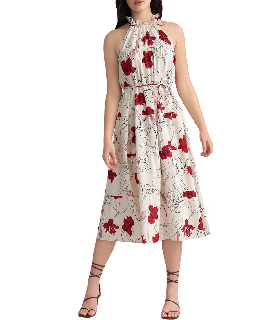 Maggy London Petite Size Floral Halter Neck Dress