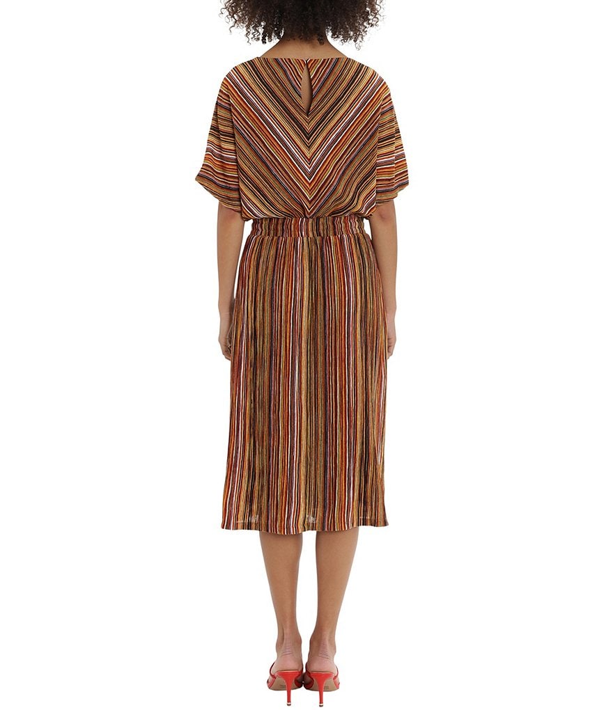 Maggy London Striped Dolman Sleeve Elastic Waist Dress