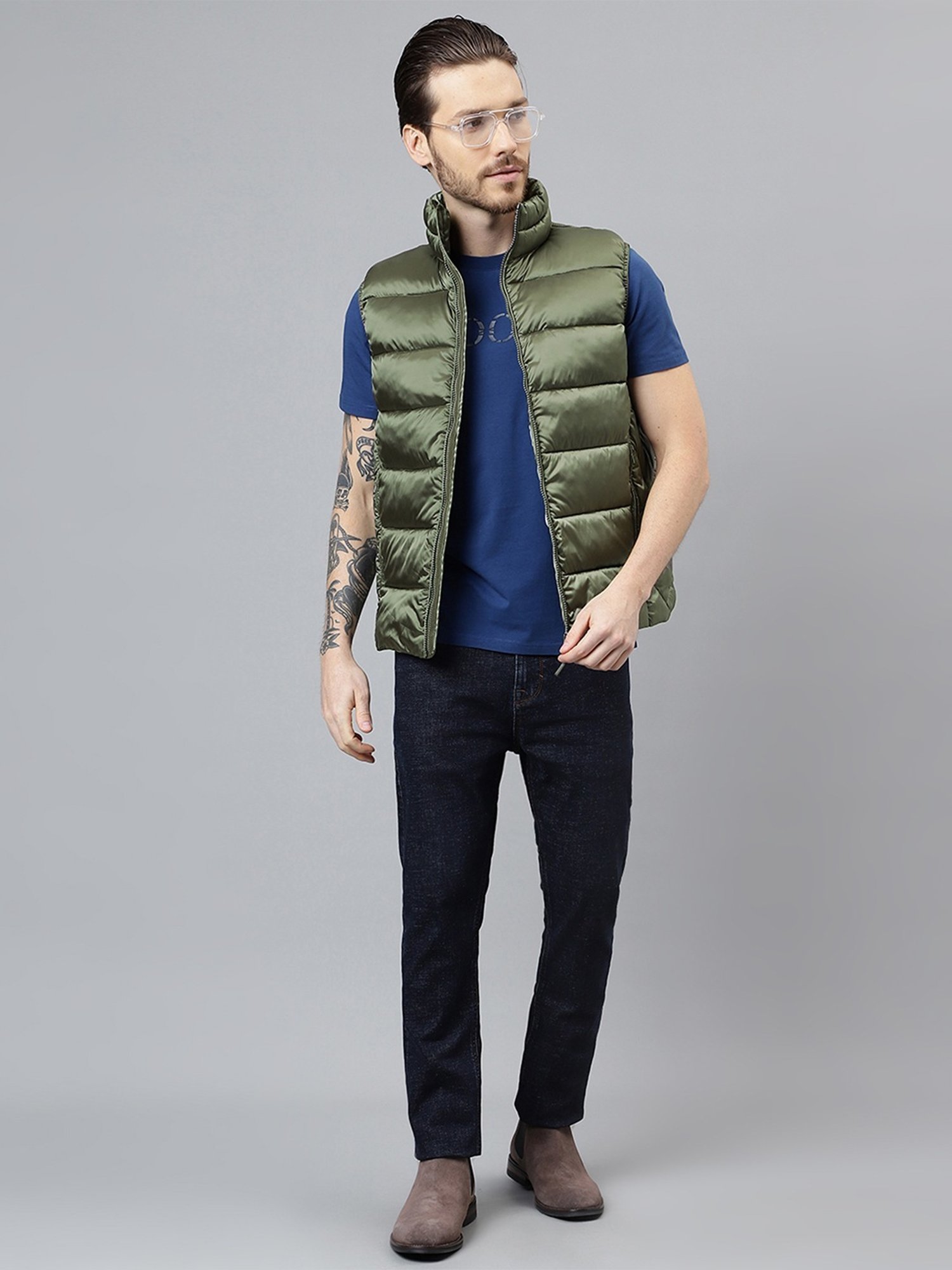 Woods Green Regular Fit Quilted Jacket