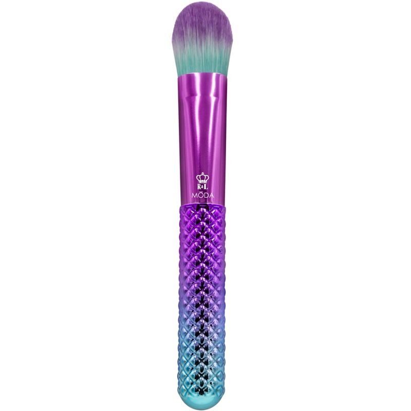 MODA Brush Prismatic 7pc Total Face Tavel Sized Makeup Brush Set with Holographic Travel Flip Case, Includes - Powder,  Angle Shader, Smoky Eye,  and Point Lip Brushes